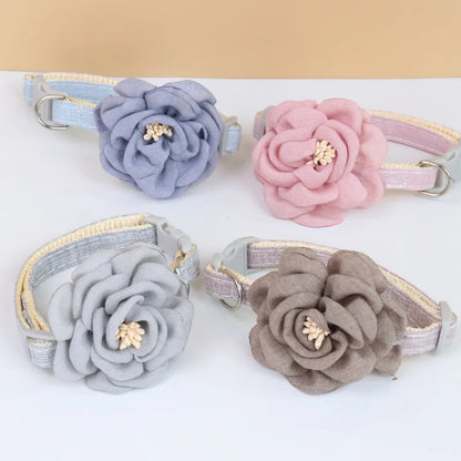 Cat Collar Adjustable Bow Tie Cat Flower Collar Safety Button Tie Necklace Puppy and Cat Gift Pet Accessories Puppy Collar