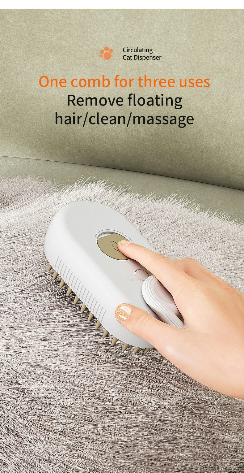 Pet Steam Brush Cat Dog Cleaning Steamy Spray Massage Beauty Comb 3 In 1 Hair Removal Grooming Supplies Pets Accessories