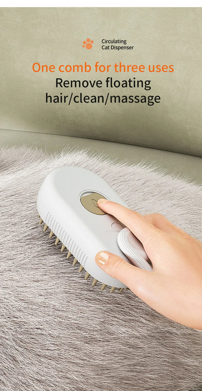 Pet Steam Brush Cat Dog Cleaning Steamy Spray Massage Beauty Comb 3 In 1 Hair Removal Grooming Supplies Pets Accessories