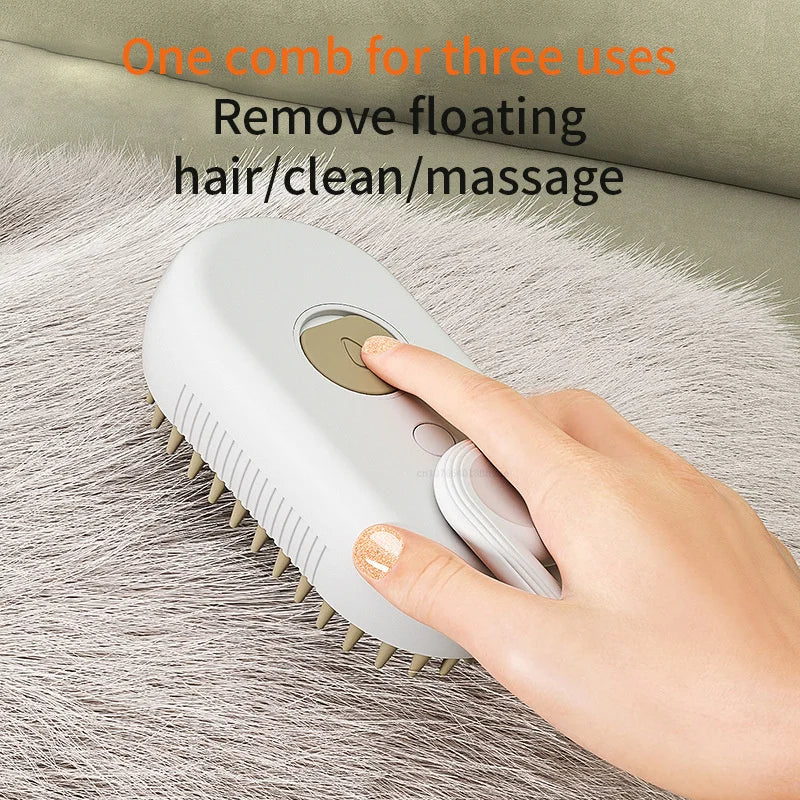 Pet Steam Brush Cat Dog Cleaning Steamy Spray Massage Beauty Comb 3 In 1 Hair Removal Grooming Supplies Pets Accessories