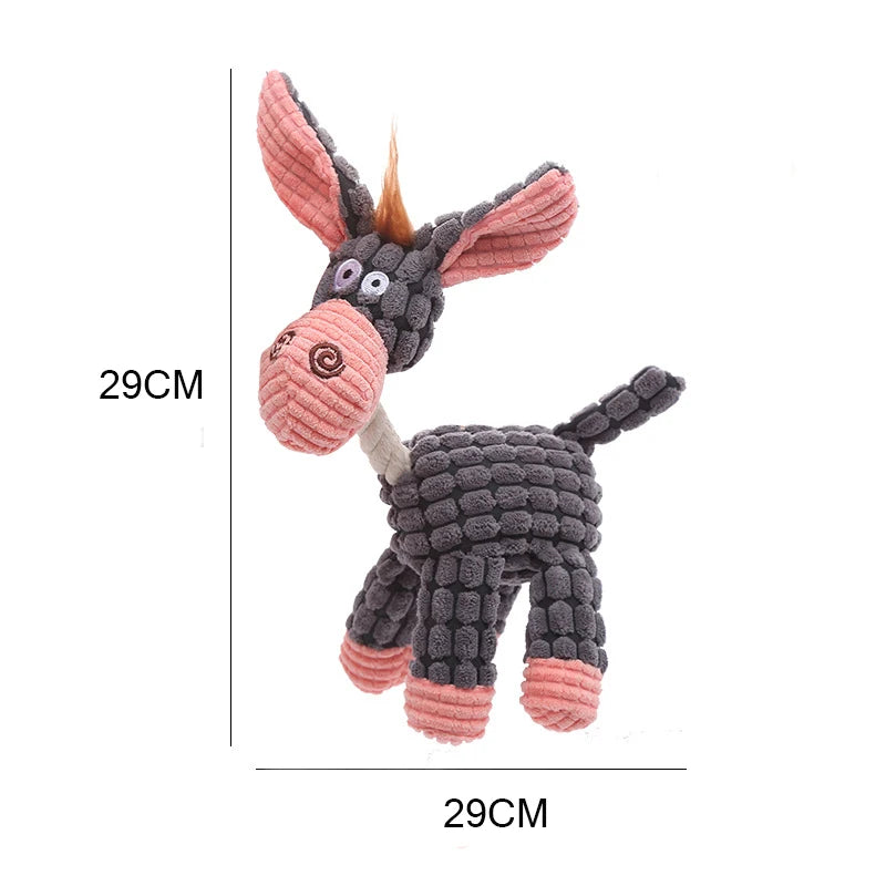 Fun Pet Toy Donkey Shape Corduroy Chew Toy For Dogs Puppy Squeaker Squeaky Plush Bone Molar Dog Toy Pet Training Dog Accessories