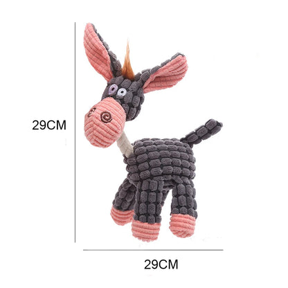 Fun Pet Toy Donkey Shape Corduroy Chew Toy For Dogs Puppy Squeaker Squeaky Plush Bone Molar Dog Toy Pet Training Dog Accessories