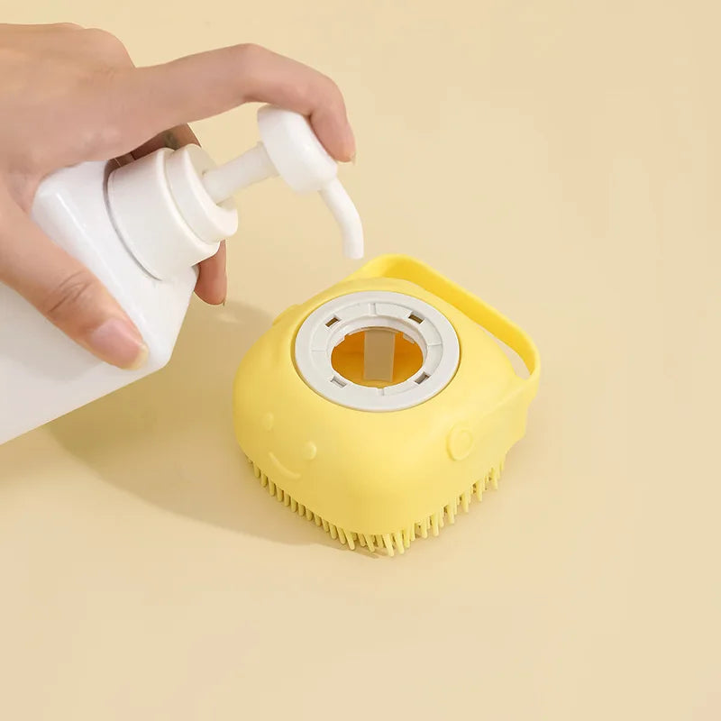 Pet Dog Shampoo Brush 2.7oz 80ml Cat Massage Comb Grooming Scrubber for Bathing Short Hair Soft Silicone Rubber