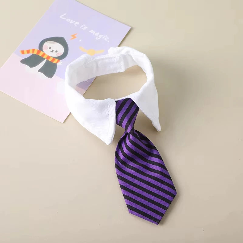 Fashion Dog Cat Grooming Cat Striped Bow Tie Animal Striped Bow Tie Collar Pet Adjustable Christmas Cat Collar Pet Collar