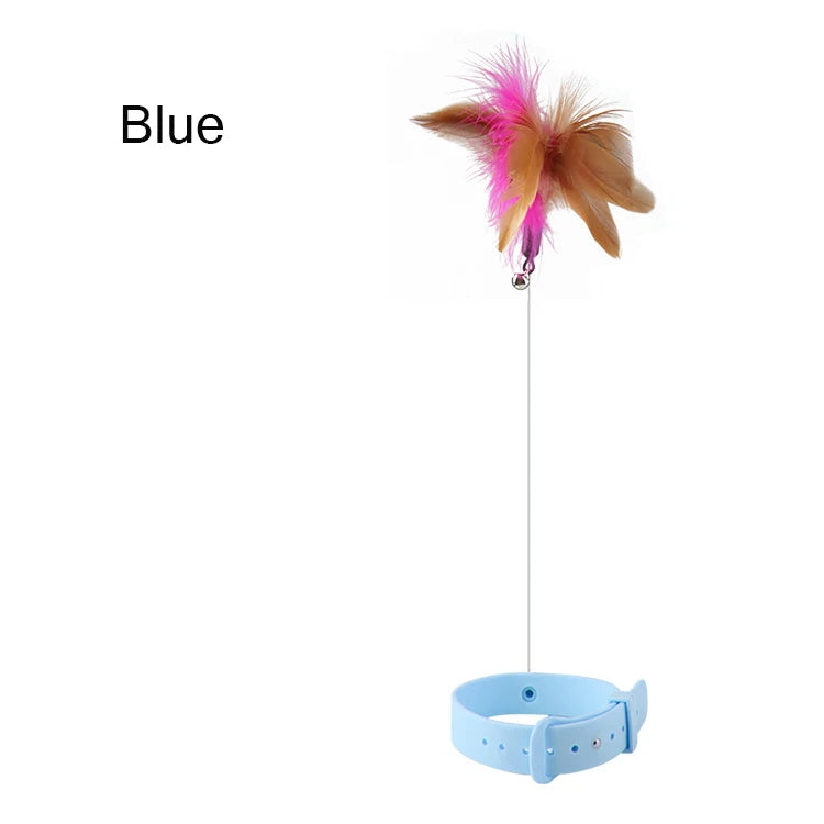 Interactive Cat Toys Funny Feather Teaser Stick with Bell Pets Collar Kitten Playing Teaser Wand Training Toys for Cats Supplies