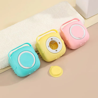Pet Dog Shampoo Brush 2.7oz 80ml Cat Massage Comb Grooming Scrubber for Bathing Short Hair Soft Silicone Rubber