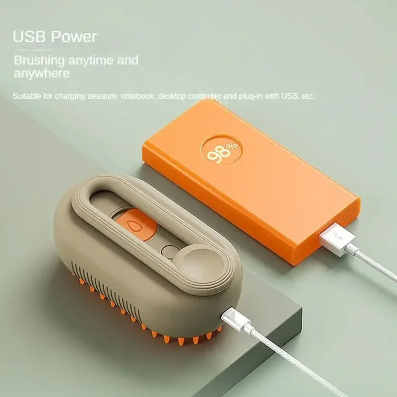 Rechargeable Steam Grooming Brush Steamy To Remove Loose Hair 3 in1 Electric Self Cleaning Spray Dog Brush Massage Pet Combs