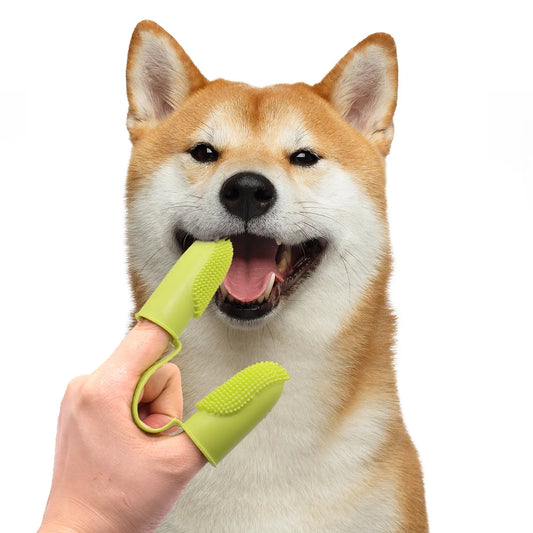 Dog Super Soft Double Finger Toothbrush – TPR Pet Teeth Cleaning Tool for Bad Breath & Oral Care.