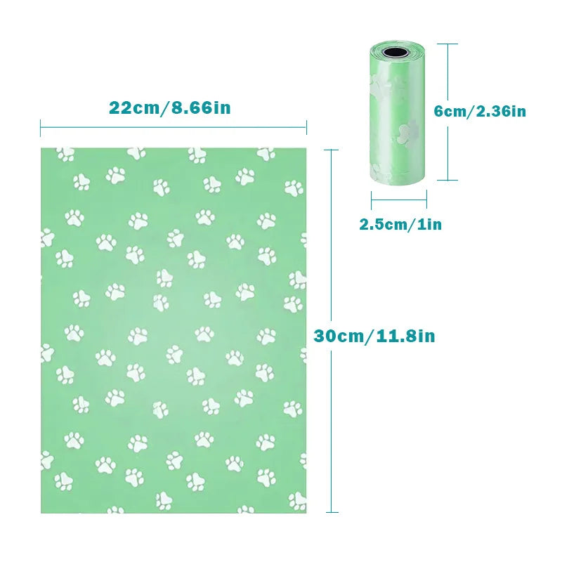 Pet Poop Bags Disposable Dog Waste Bags, Bulk Poop Bags with Leash Clip and Bone Bag Dispenser 5Roll(75Pcs) Bags with Paw Prints