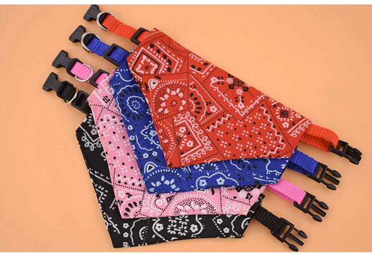Pet Dog Neck Scarf Puppy Cat Dog Collar Bandana Collar Scarf with Leather Collar Accessories Adjustable Pet Puppy Cat Scarf