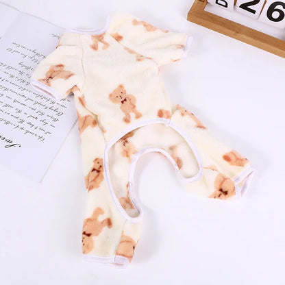 Pet Plush Jumpsuit Autumn Winter Medium Small Dog Clothes Warm Velvet Sweet Pajamas Kitten Puppy Cute Pullover Chihuahua Poodle