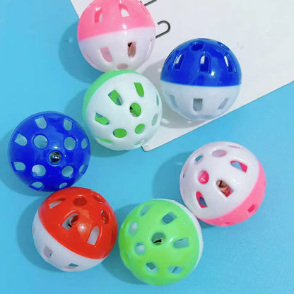 10pcs Pet Cat Toy Colorful Hollow Rolling Bell Ball Cat Toy Cat Chew Cage Fun Spherical Toys Pet Cat Supplies