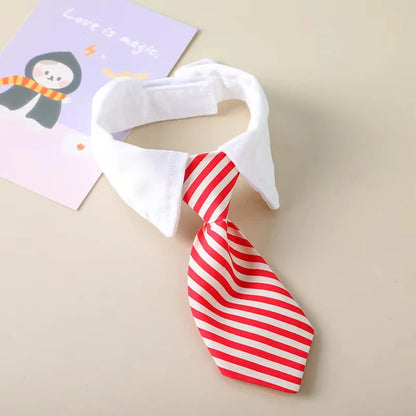 Fashion Dog Cat Grooming Cat Striped Bow Tie Animal Striped Bow Tie Collar Pet Adjustable Christmas Cat Collar Pet Collar