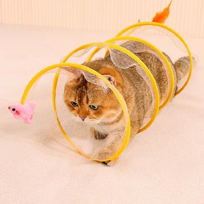 Folded Cat Tunnel S Type Cats Tunnel Spring Toy Mouse Tunnel With Balls And Crinkle Cat Outdoor Cat Toys For Kitten Interactive