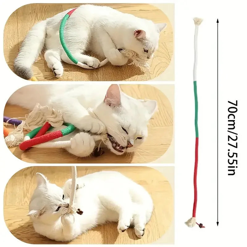 Cat Chew Toys Interactive Molar Cotton Rope Toys Silvervine Cat Teaser Toy Clean Mouth Kitten Play Toy Pet Supplies Accessories