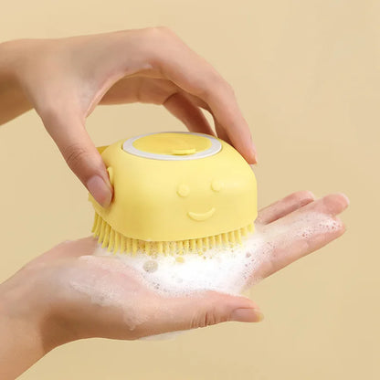 Pet Dog Shampoo Brush 2.7oz 80ml Cat Massage Comb Grooming Scrubber for Bathing Short Hair Soft Silicone Rubber