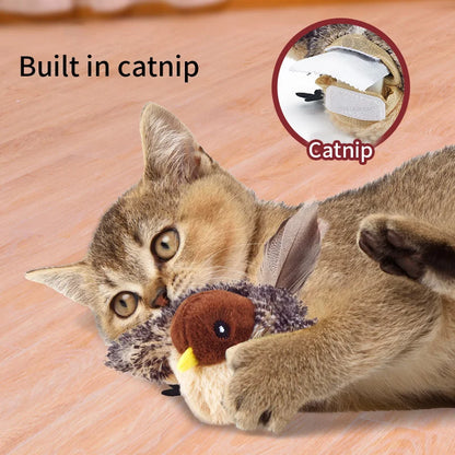 Interactive Cat Toys Rechargeable Chirping Flapping Bird(no Flying) with Catnip for Indoor Cats, Touch Activated Plush Toys