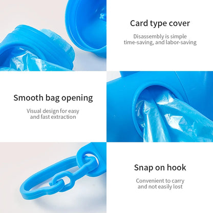 Pet Poop Bags Disposable Dog Waste Bags, Bulk Poop Bags with Leash Clip and Bone Bag Dispenser 5Roll(75Pcs) Bags with Paw Prints