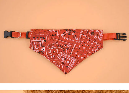 Pet Dog Neck Scarf Puppy Cat Dog Collar Bandana Collar Scarf with Leather Collar Accessories Adjustable Pet Puppy Cat Scarf