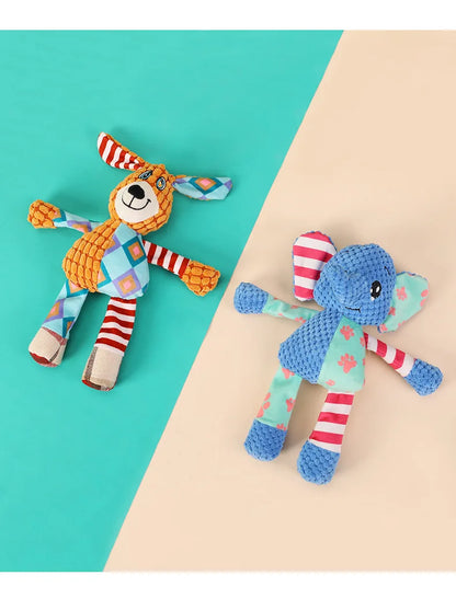 Pet Plush Toy Cat Dog Puzzle Toy Cute Animals Bite Resistant Interactive Squeaky Pet Dog Teeth Cleaning Chew Toy Pet Supplies