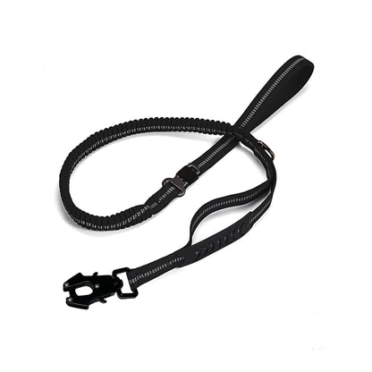 Heavy Duty Tactical Bungee Dog Leash – No Pull Reflective Shock Absorbing Leash with Car Seatbelt for Large Dogs.