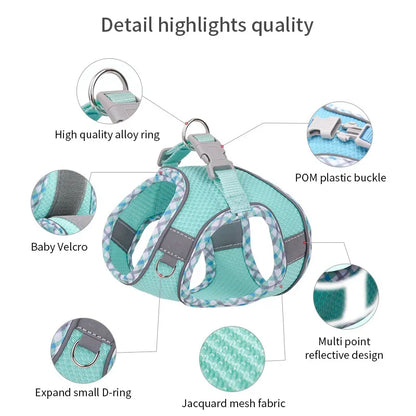 Adjustable Pet Harness Leash Set for Small Pets