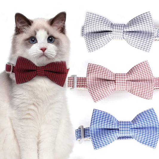 Adjustable Pet Collar with Cute Bow & Bell – Soft, Durable Cat & Dog Necklace for Kittens, Puppies & Pets.