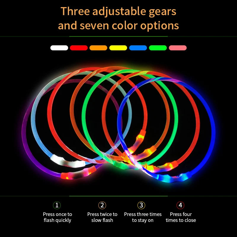 Led Dog Collar Luminous Usb Cat Dog Collar 3 Modes Led Light Glowing Loss Prevention LED Collar For Dogs Pet Dog Accessories