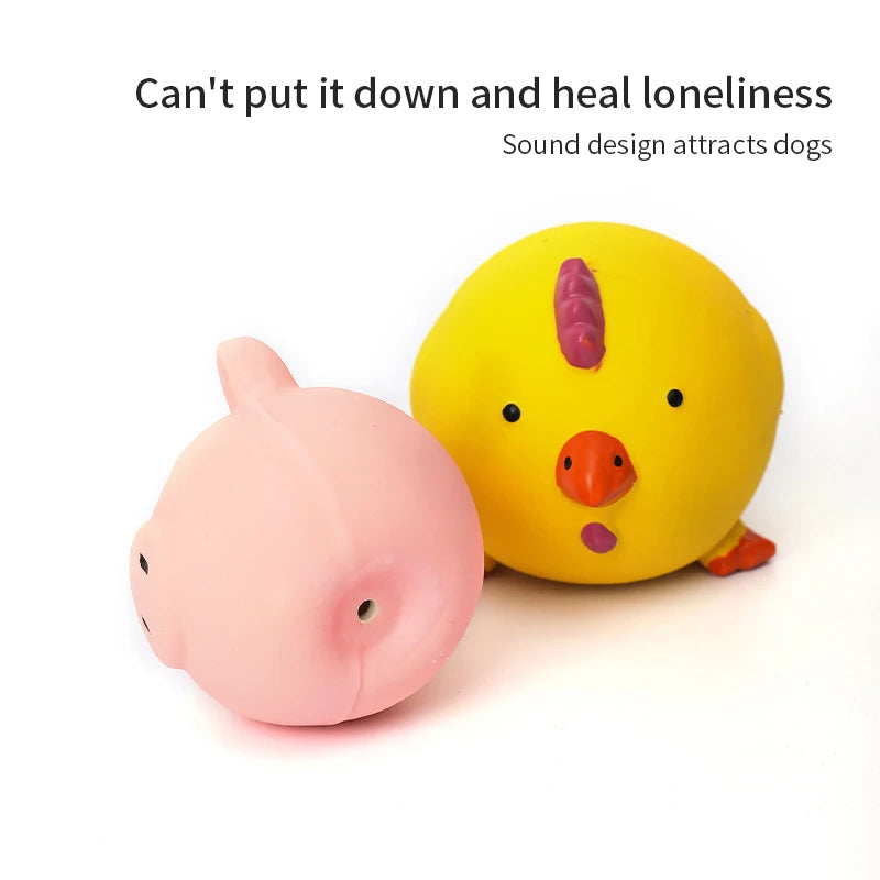 Pet Dog Vocal Toy  Durable Dog Chew Toys Pigs Cows Chickens Tough Squeaky Dog Grinding Teeth Toys Pet Latex To Clean Teeth Toys
