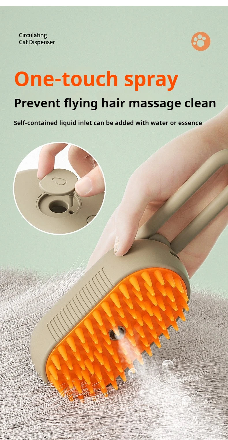 3 in 1 Pet Cat Dog Steamy Spray Cleaning Brush Electric Anti-splashing Hair Removal Massage Brush Pet Grooming Hair Removal Comb