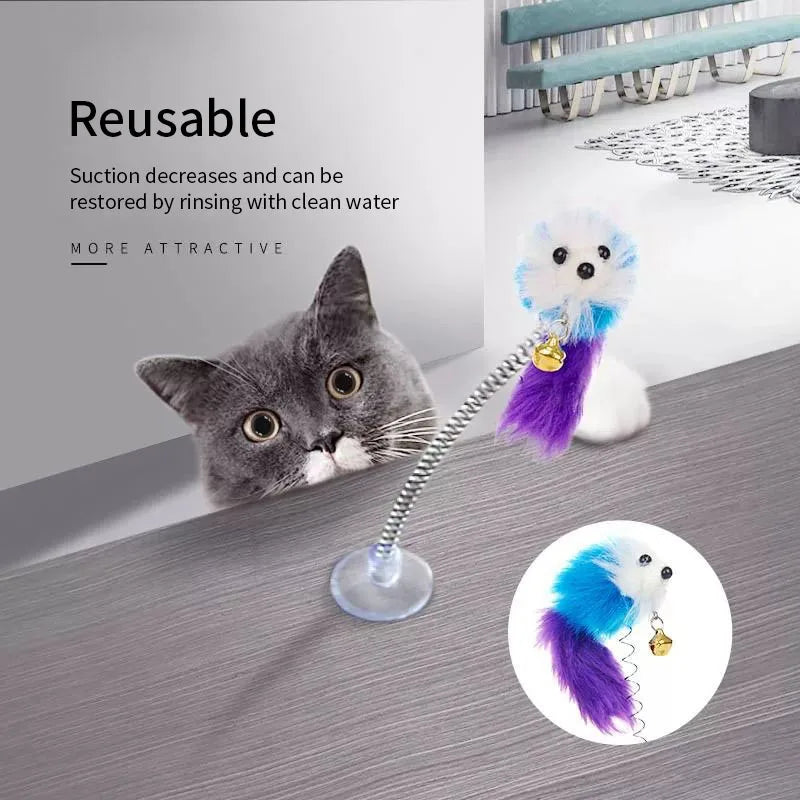 Cartoon Pet Cat Toy Stick Feather Rod Mouse Toy with Mini Bell Cat Catcher Teaser Interactive Cat Toy Kitten игрушки для кошек