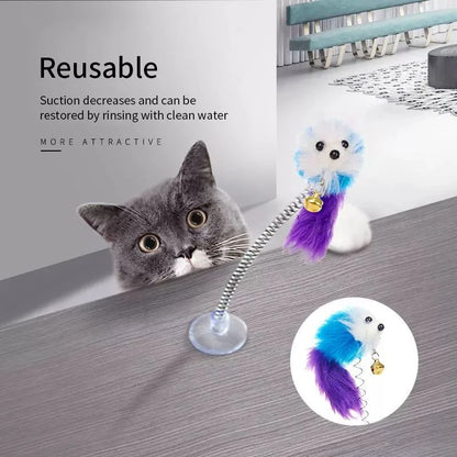 Cartoon Pet Cat Toy Stick Feather Rod Mouse Toy with Mini Bell Cat Catcher Teaser Interactive Cat Toy Kitten игрушки для кошек