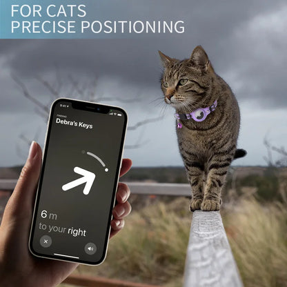 Anti-Lost Pet Cat Collar – Waterproof Reflective Collar with Apple Airtag Holder for Tracking and Positioning (Air Tag not Included).
