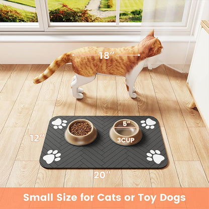 Dog Food Mat -Absorbent Dog Cat Mat for Food and Water Bowl, Quick Dry Dog Bowl Mat Dog Accessories-Dog Water Matt for Sloppy Drinkers
