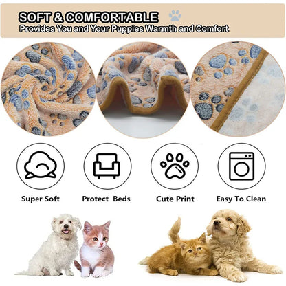 Pet Soft Blankets for Dogs - Fluffy Cats Dogs Blankets for Small Medium & Large Dogs, Cute Print Pet Throw Puppy Blankets Fleece