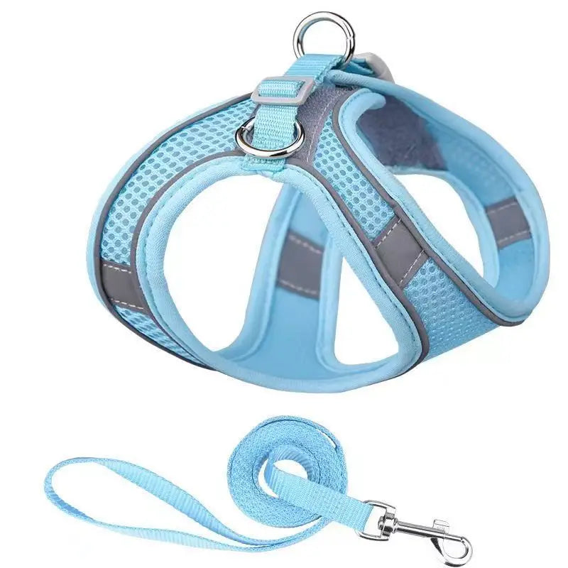 Dog Harness Leash Set for Small Dogs Adjustable Puppy Cat Harness Vest French Bulldog Chihuahua Pug Outdoor Walking Lead Leash