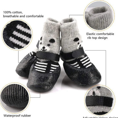 4pcs/lot Winter Warm Dog Socks Anti-Slip Rain Snow Boots Waterproof Puppy Chihuahua Dogs Shoes Booties for Small Large Dogs