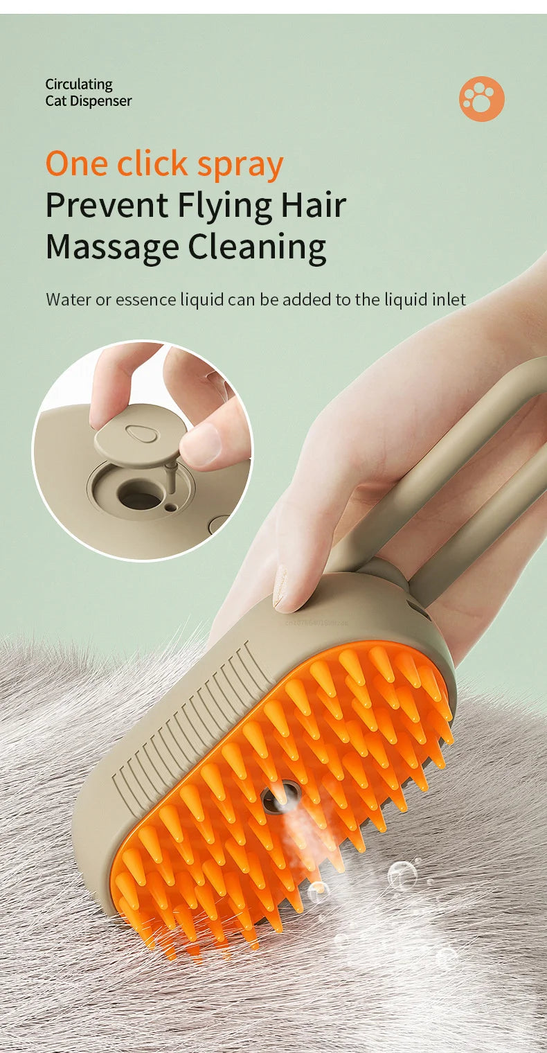 Pet Steam Brush Cat Dog Cleaning Steamy Spray Massage Beauty Comb 3 In 1 Hair Removal Grooming Supplies Pets Accessories