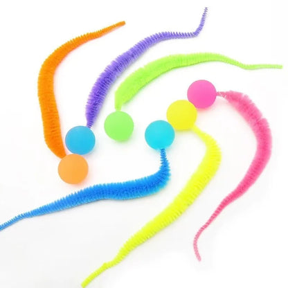 1PC Cat interactive toys Tickle Cat Colorful bouncing ball Pet supplies Puzzle teasing indoor cat worm caterpillar elastic toy