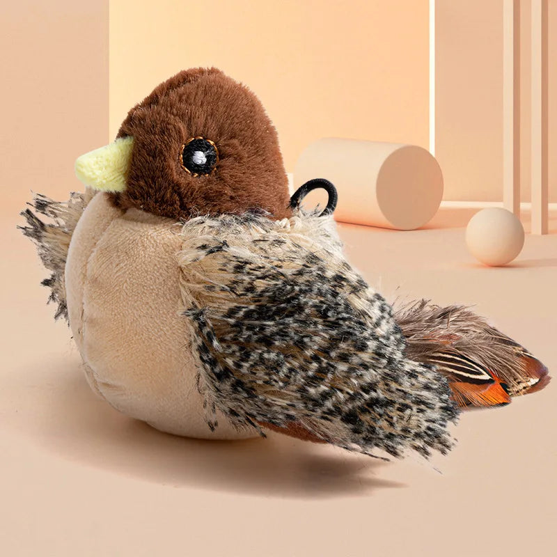 Interactive Cat Toys Rechargeable Chirping Flapping Bird(no Flying) with Catnip for Indoor Cats, Touch Activated Plush Toys