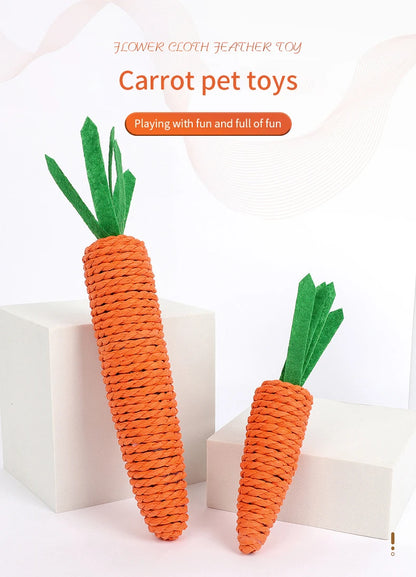 Carrot Pet Cat Toy Paper Rope Chew Toys Built-in Bell Small Animals Cute Pet Toys Wholesale