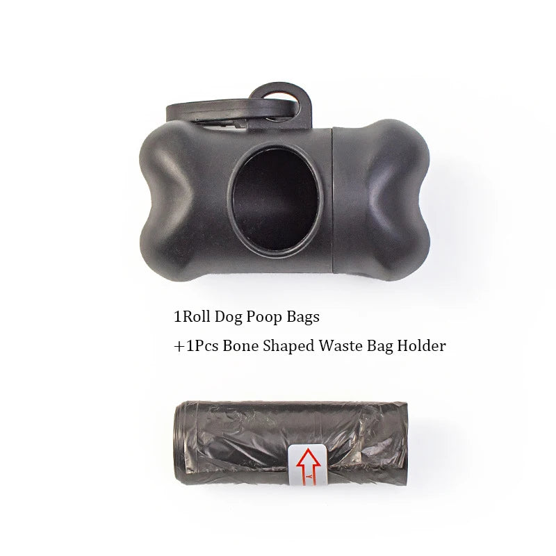 Pet Poop Bags Disposable Dog Waste Bags, Bulk Poop Bags with Leash Clip and Bone Bag Dispenser 5Roll(75Pcs) Bags with Paw Prints