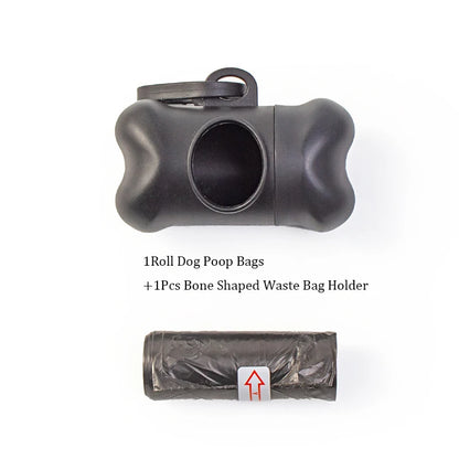 Pet Poop Bags Disposable Dog Waste Bags, Bulk Poop Bags with Leash Clip and Bone Bag Dispenser 5Roll(75Pcs) Bags with Paw Prints