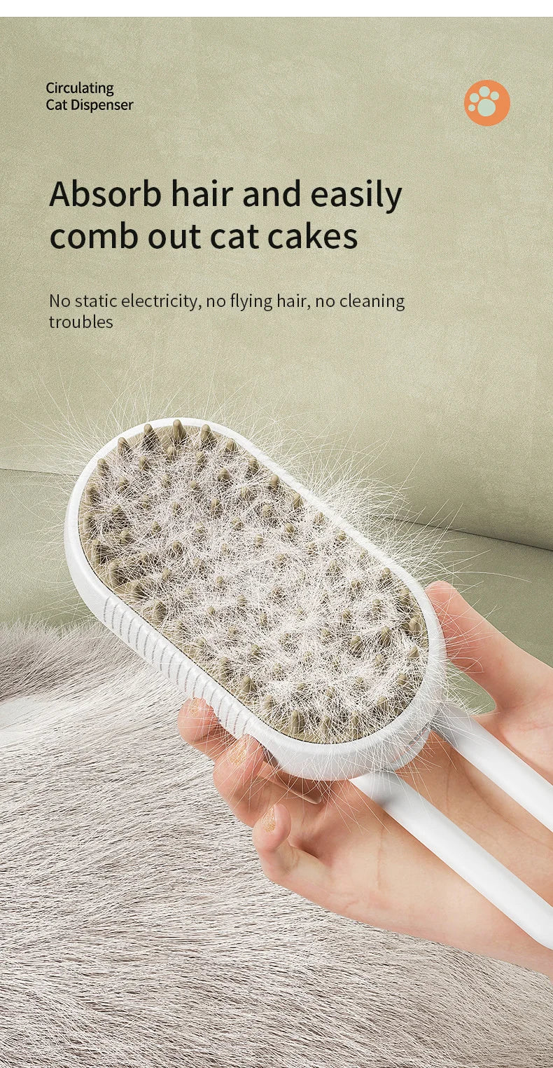 Pet Steam Brush Cat Dog Cleaning Steamy Spray Massage Beauty Comb 3 In 1 Hair Removal Grooming Supplies Pets Accessories