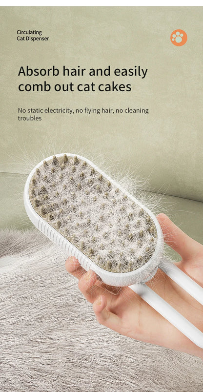 Pet Steam Brush Cat Dog Cleaning Steamy Spray Massage Beauty Comb 3 In 1 Hair Removal Grooming Supplies Pets Accessories