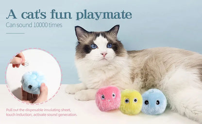 Smart Cat Toys Interactive Ball Plush Electric Catnip Training Toy Kitten Touch Sounding Pet Product Squeak Toy Ball Cat Supplie