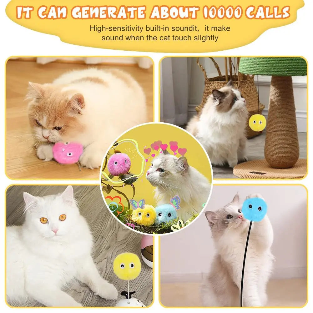 Smart Cat Toys Interactive Ball Plush Electric Catnip Training Toy Kitten Touch Sounding Pet Product Squeak Toy Ball Cat Supplie