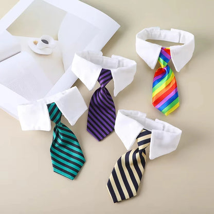 Fashion Dog Cat Grooming Cat Striped Bow Tie Animal Striped Bow Tie Collar Pet Adjustable Christmas Cat Collar Pet Collar