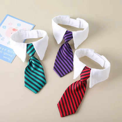 Fashion Dog Cat Grooming Cat Striped Bow Tie Animal Striped Bow Tie Collar Pet Adjustable Christmas Cat Collar Pet Collar