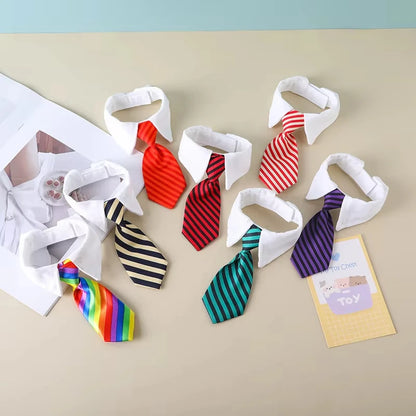 Fashion Dog Cat Grooming Cat Striped Bow Tie Animal Striped Bow Tie Collar Pet Adjustable Christmas Cat Collar Pet Collar